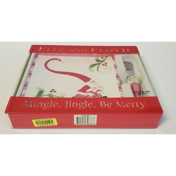 Fitz & Floyd Mingle, Jingle, Be Merry 6" Snack Plate and Spreader 2006 NEW - Picture 3 of 9